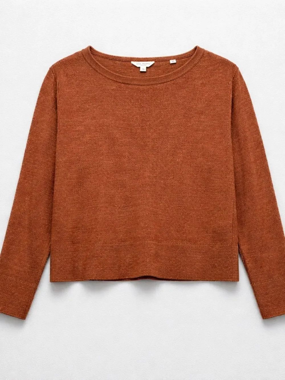 Max Studio London Brown rust cropped oversized pull over sweater size XS